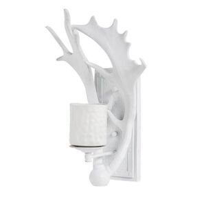 Mercana Rockland 8x19.5 White Resin Antlers Wall Sconce